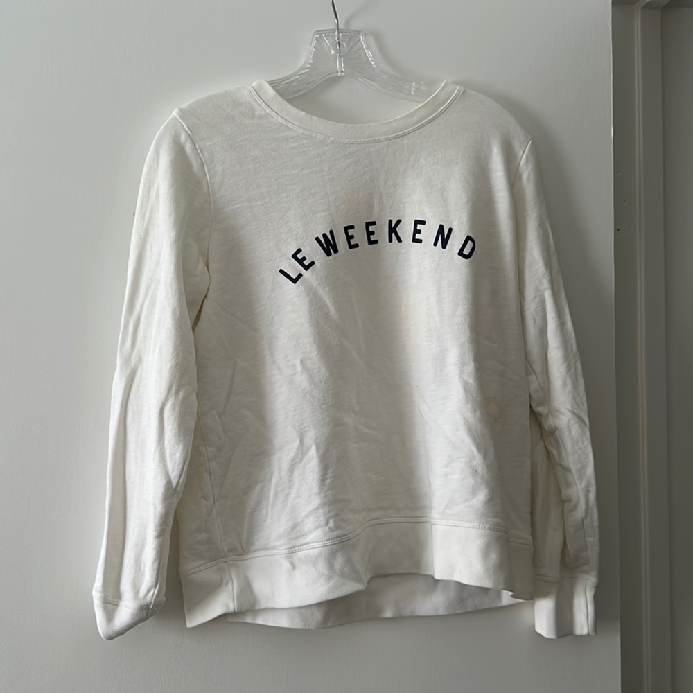 Jcrew white crewneck, Terry cloth material. Graphic Le weekend crewneck
